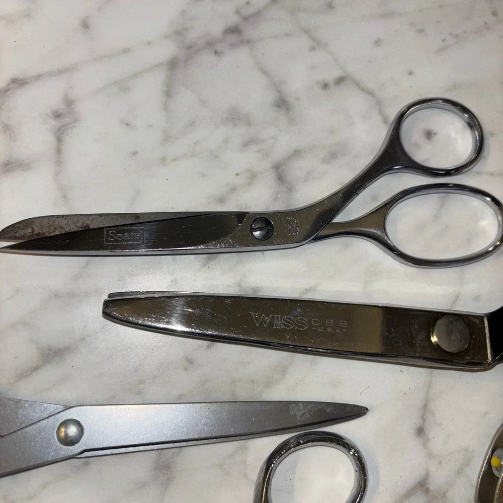 Vintage Wiss Pinking Shears Sears Fabric Scissors Snap Plier Tool Sewing Lot 5pc